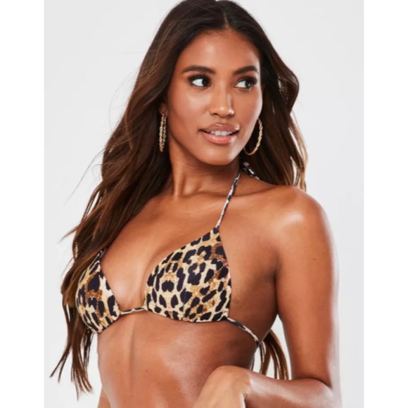 MISSGUIDED Animal Print Triangle Bikini Top - Sz 8 - Picture 1 of 10